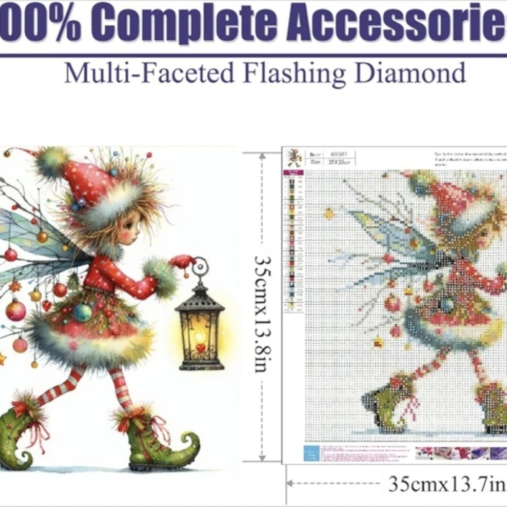 Christmas Holiday Ornament Fairy Elf 5D Diamond Painting Kit New - Picture 5 of 9